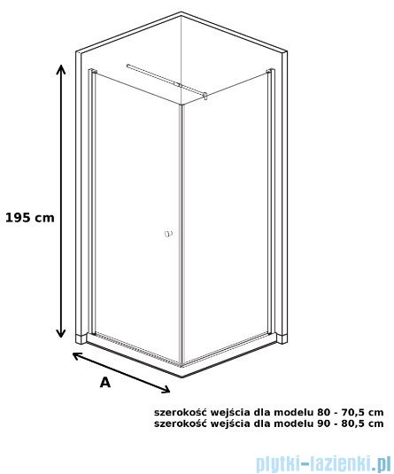Duso kabina prysznicowa kwadratowa 90x90x195cm przejrzyste DS502T