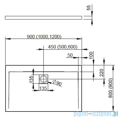 Radaway Eos II KDD kabina prysznicowa 80x100 szkło przejrzyste + brodzik Argos D + syfon 3799460-01L,3799462-01R/4AD810-01