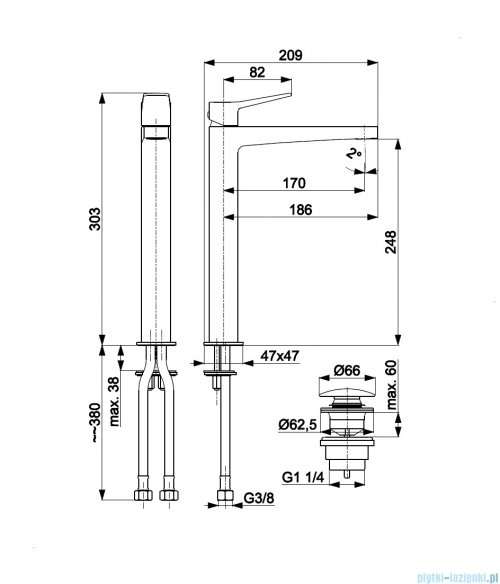 KFA MALAGA BRUSHED LIGHT GOLD bateria umywalkowa nablatowa złoty szczotkowany  4522-712-31