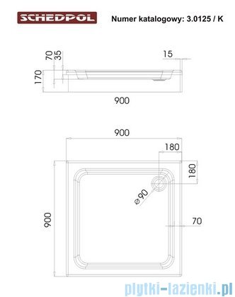 Schedpol Grando Plus Brodzik kwadratowy 90x90x17cm 3.0125