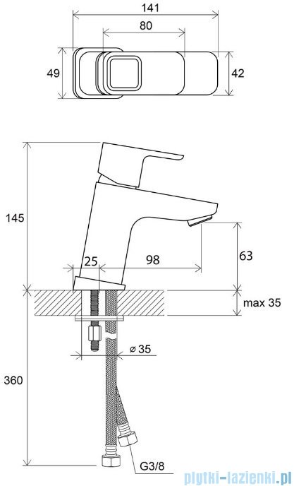 Ravak 10° bateria umywalkowa stojąca 140mm bez korka X070064