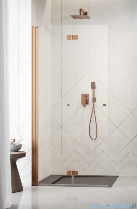 Radaway Nes 6 Brushed Copper KDD B kabina walk-in 80cm lewa szczotkowana miedź szkło przejrzyste 10024080-93-01L