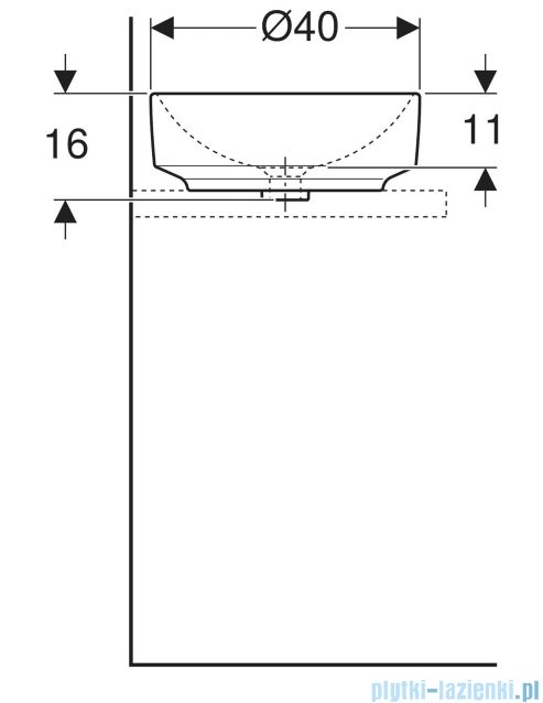 Geberit VariForm Umywalka okrągła stawiana na blat 40cm KeraTect 500.768.00.2