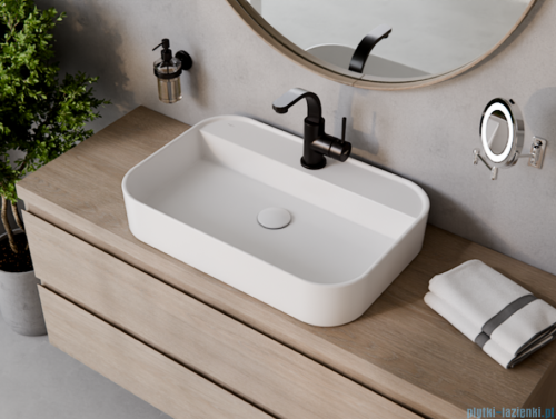 Besco Assos Cera-Line White umywalka nablatowa biała 70 cm biały połysk UNC-70-ASB