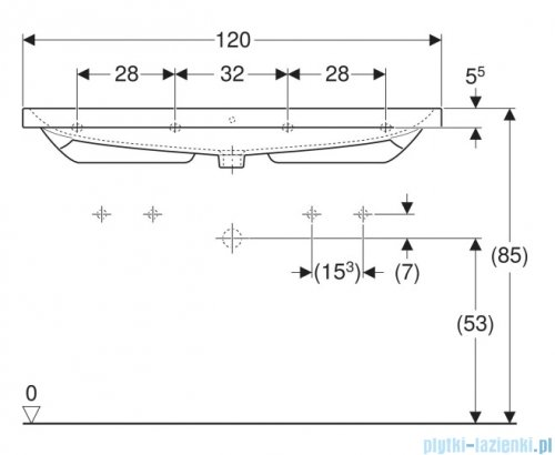 Geberit Acanto Umywalka ścienna bez otworu na baterię 120x48 cm KeraTect 501.880.00.4