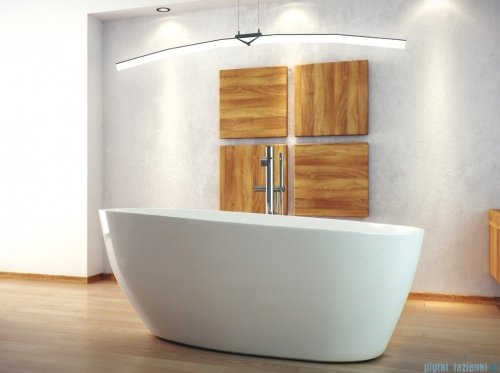 Besco Goya XS 142x62cm wanna wolnostojąca konglomeratowa MATOWA + syfon klik-klak złoty czyszczony od góry #WMMB-140GKG