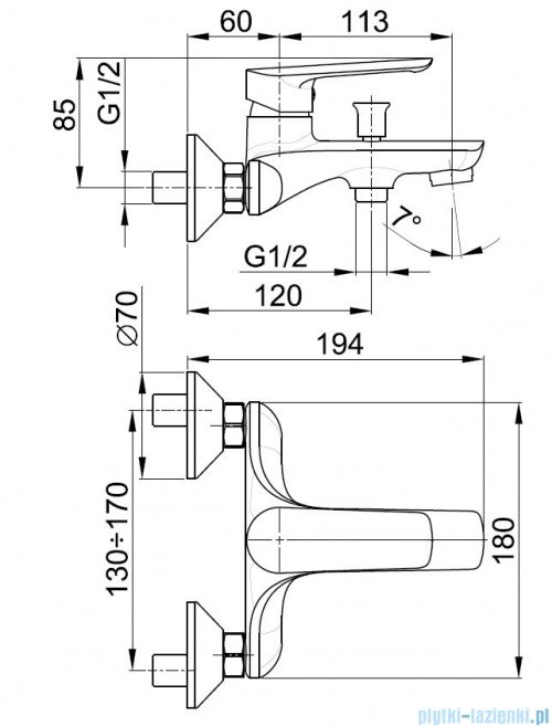 KFA TANZANIT bateria wannowa chrom 5024-010-00