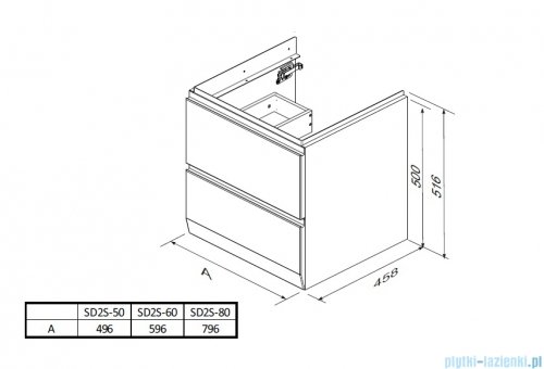 Oristo Brylant szafka podumywalkowa ryflowana wisząca 59x50x45 mokka mat OR36-SD2S-60-21R