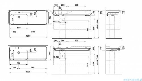 Laufen Meda umywalka ścienna 120x46cm czarny mat H8171107161041