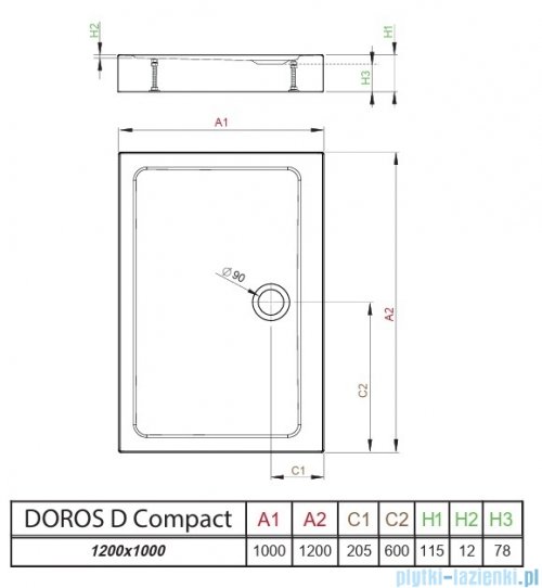 Radaway Doros D Compact Stone brodzik 120x100 kaszmirowy SDRD1210-05-84S