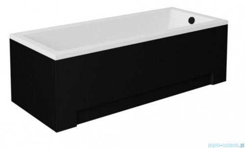 Besco Optima 160x70cm wanna prostokątna + obudowa CZARNY mat + syfon CZARNY #WAO-160-PK/#OAP-160UNIC/19977
