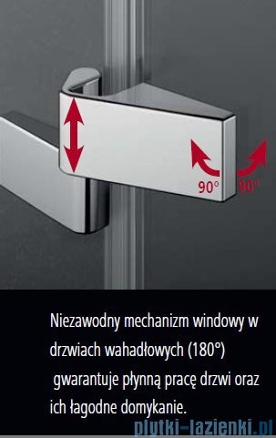 Kermi Tusca drzwi wahadłowe 1-skrzydłowe z ścianką stałą prawe 120 cm TU1FR12020VPK