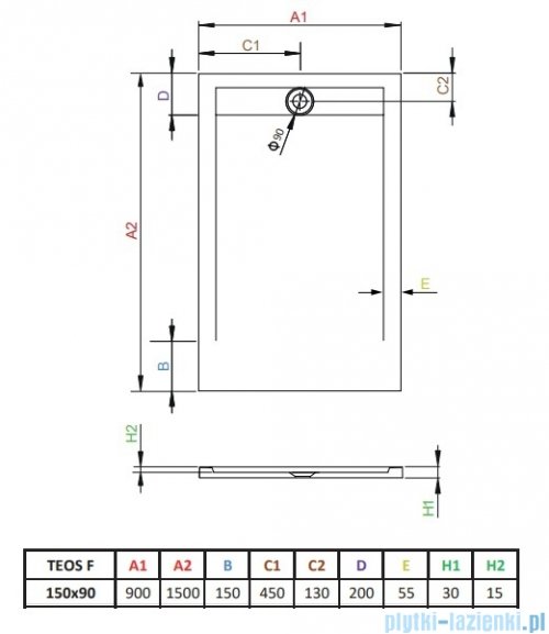 Radaway Teos F brodzik 150x90cm antracyt HTF15090-64