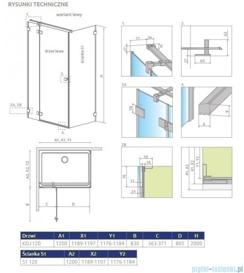 Radaway Essenza Pro White Kdj kabina 120x120cm lewa szkło przejrzyste 10097120-04-01L/10098120-01-01