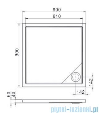 Roca Malaga Brodzik kwadratowy 90x90x4cm Biały Akryl A276255000