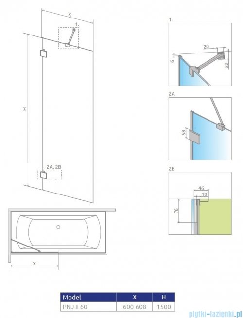 Radaway Essenza Pro Brushed Copper Pnj II parawan nawannowy 60cm L/P szczotkowana miedź 10101060-93-01