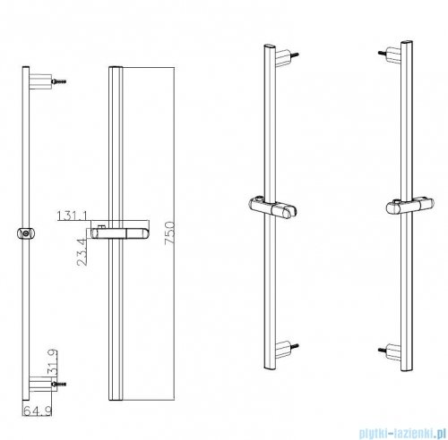 Vitalle STILLO Siena drążek 60 cm chrom 3559805155