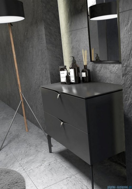 Oristo Siena szafka z umywalką 80x50x46 czarny mat OR45-SD2S-80-8/UME-CE-80-91