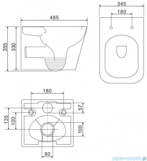 Omnires Fontana podtynkowy zestaw WC z miską + deską wolnoopadającą + przycisk czarny FONTANASETBPBL