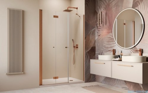 Radaway Nes Brushed Copper DWSB drzwi wnękowe 120cm W3 lewe szczotkowana miedź szkło przejrzyste 10044750-93-01L/10045450-01-01
