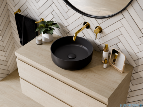 Besco Clea Cera-Line Black Matt umywalka nablatowa czarna ø 34,5 cm czarny matt  UNCM-35-CLC