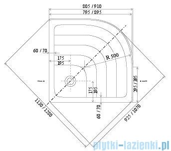 Ravak Brodzik półokrągły Kaskada Ronda-90 PU 90x90 A207001120