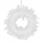 Wianek dekoracyjny z białych piór - średnica 25 cm