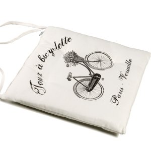 Poduszka na krzesło French Home - Bicyclette - biała