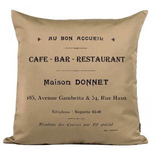 Poduszka French Home - Cafe Bar - beżowa
