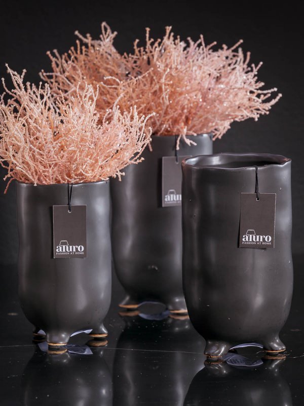 Czarny wazon Aluro KEMERA XL - wys. 26 cm