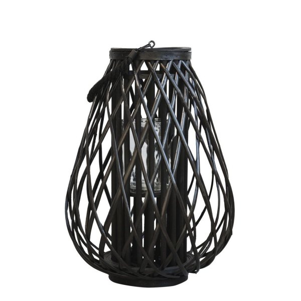 Lampion Chic Antique pleciony czarny - wysokość 50 cm