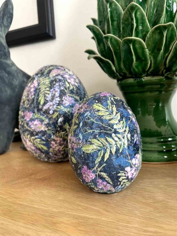 Dekoracyjne jajko Belldeco Fiore Blue wys. 15 cm