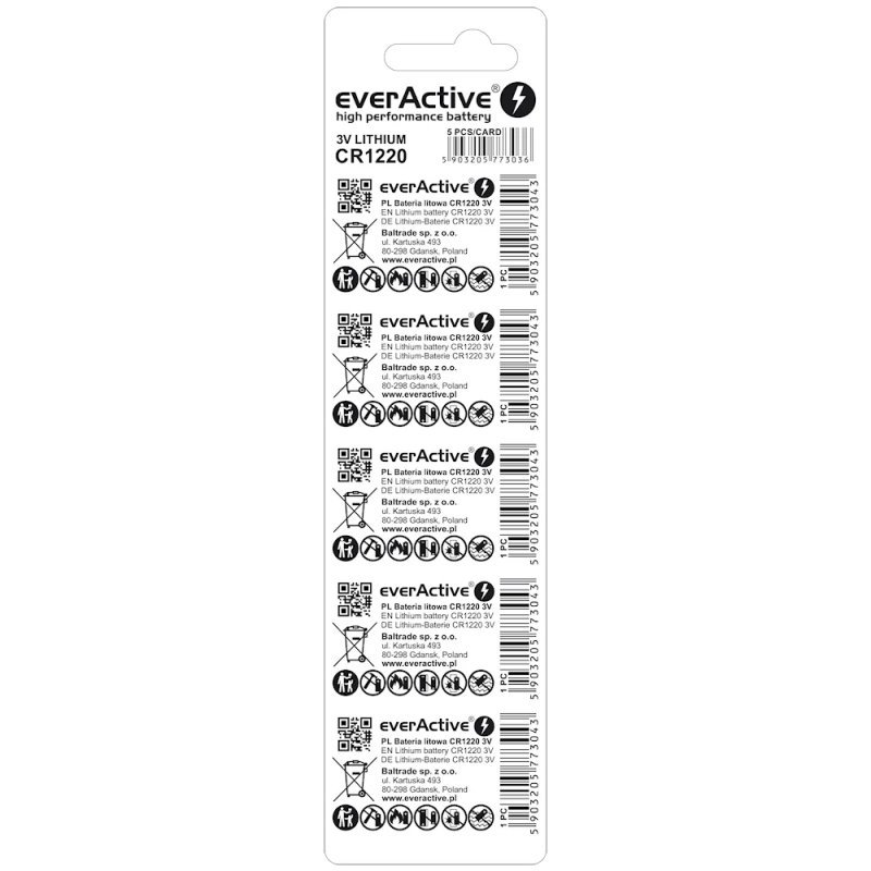 Bateria EVERACTIVE CR1220/DL1220/BR1220 3V litowa (5szt)