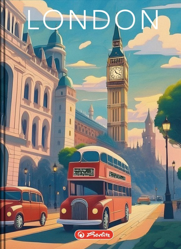 Brulion B5 160 kartek w kratkę z marginesem Zeszyt szkolny RETRO CITY 400196853 HERLITZ