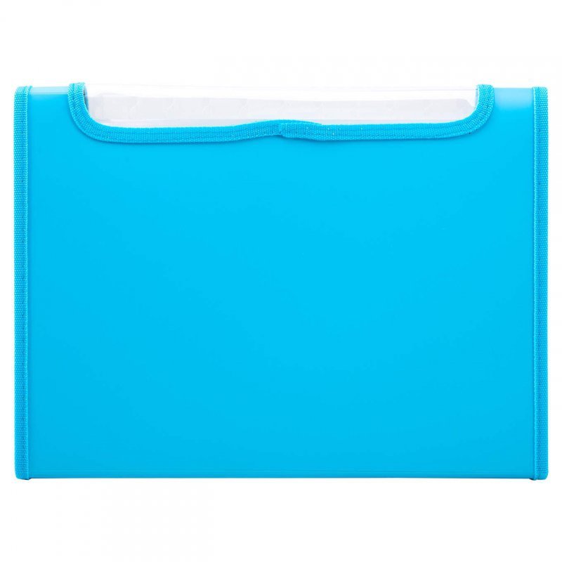 Teczka harmonijkowa z gumką 13-przegródek okno PVC RIO niebieska 38128 BLUE DELI