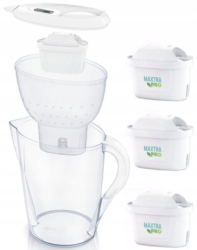 Dzbanek filtrujący BRITA Marella biały 2,4l + 3szt filtr do wody Maxtra Pro Pure Performance