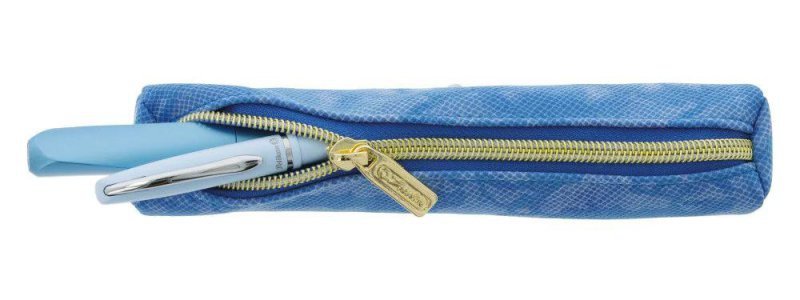 Piórnik szkolny na suwak Saszetka Kosmetyczka okrągła Snake niebieska 50046621 HERLITZ