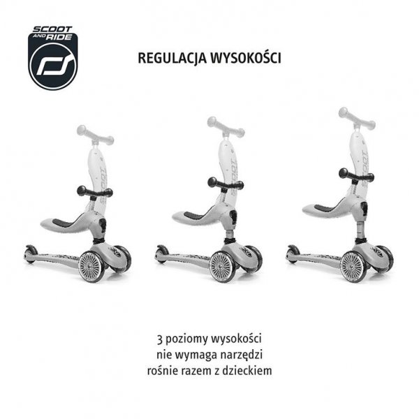 SCOOTANDRIDE Highwaykick 1 2w1 Jeździk i hulajnoga 1-5 lat Ash
