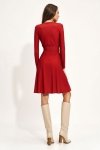 Czerwona sukienka z kopertowym dekoltem  - S212