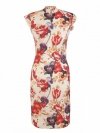 Sukienka z falbankami na ramionach - kwiaty - S108