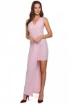 K026 Sukienka długa asymetryczna - liliowa