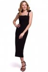 K046 Sukienka midi z wiązanymi ramiączkami - czarna