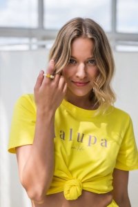LaLupa LA109 T-shirt z napisem LALUPA sea life - żółty