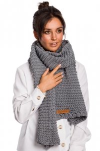 Be Knit BK041 Długi szal z naszywką - szary