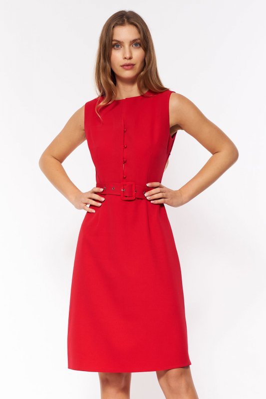 Czerwona elegancka sukienka bez rękawów - S200