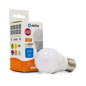 Żarówka LED Abilite kulka mleczna b.ciepła E27 8W/230V 640lm G45 - USZ OPAK