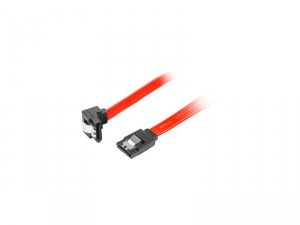 Kabel SATA Lanberg DATA II (3Gb/s) F/F 1m kątowy metalowe zatrzaski czerwony