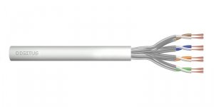 Kabel teleinformatyczny patchcordowy DIGITUS kat.6A, U/FTP, linka, AWG 27/7, LSOH, 100m, szary, karton