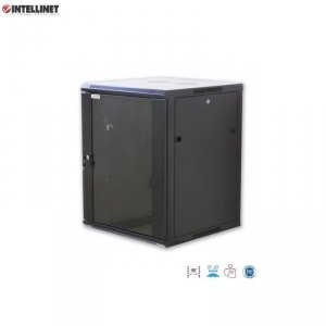 Szafa wisząca, zmontowana Intellinet 12U, 600x600, Rack 19, szklane drzwi, czarna