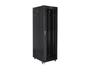 Szafa instalacyjna Rack stojąca 19 42U 800x800 czarna drzwi szklane LCD Lanberg (flat pack)